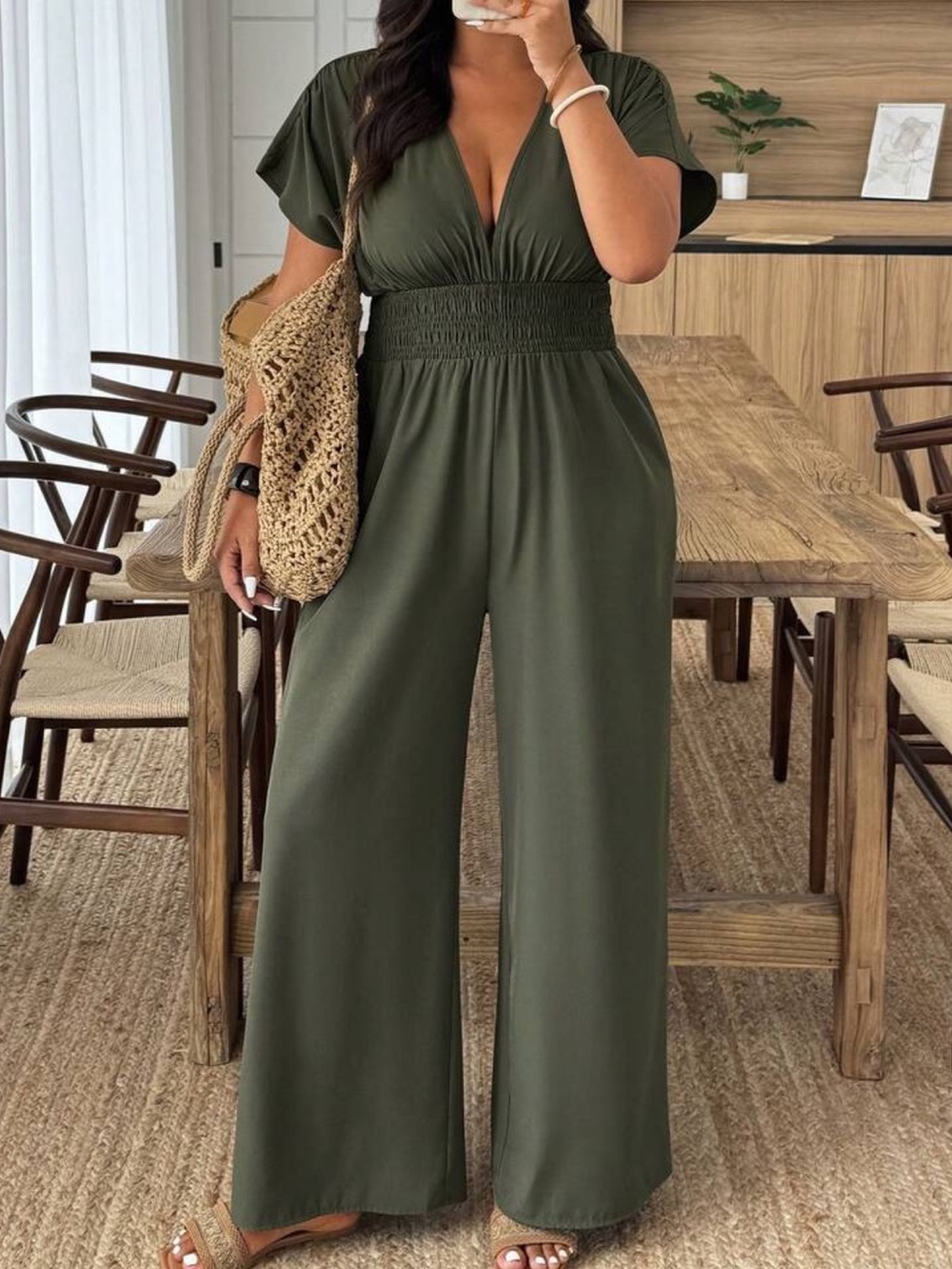 Green Wide-Leg Jumpsuit